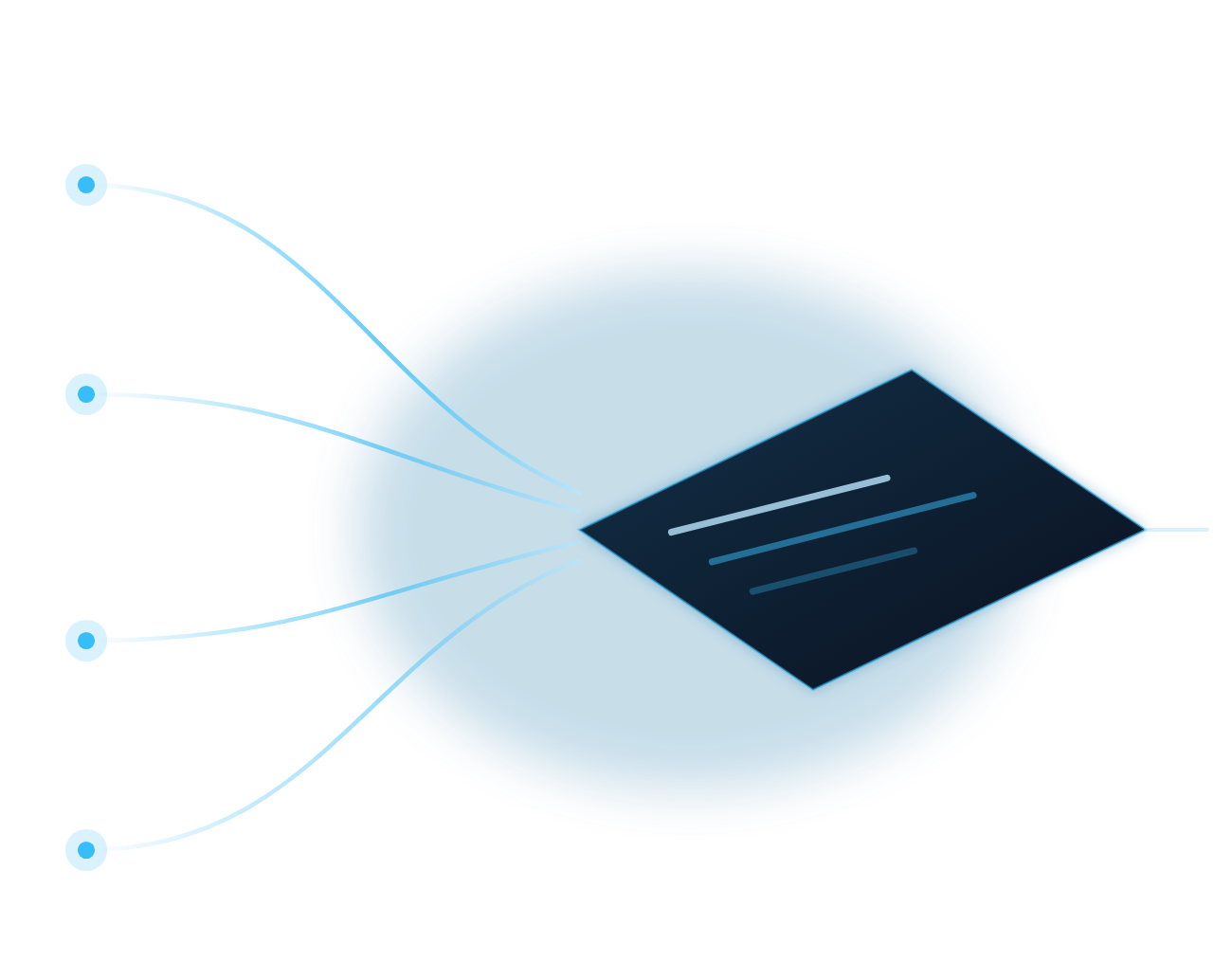 Abstract illustration: separate work streams converging into a single record.